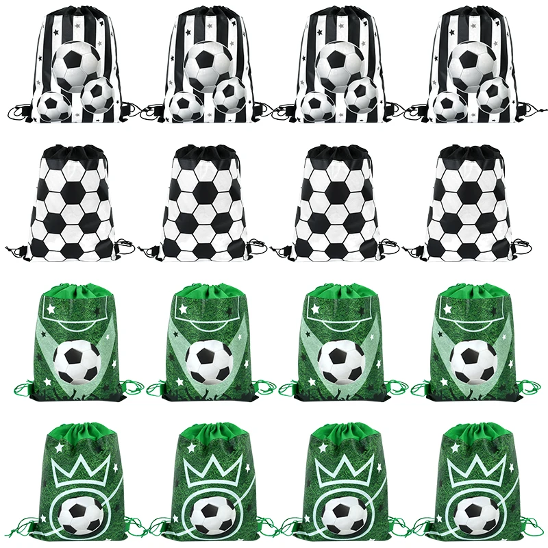 Bolsa de regalo con cordón de fútbol, bolsa de regalos no tejida para balón de fútbol, mochila deportiva para niños, suministro de decoración para fiesta de cumpleaños con temática, 1-10 Uds.