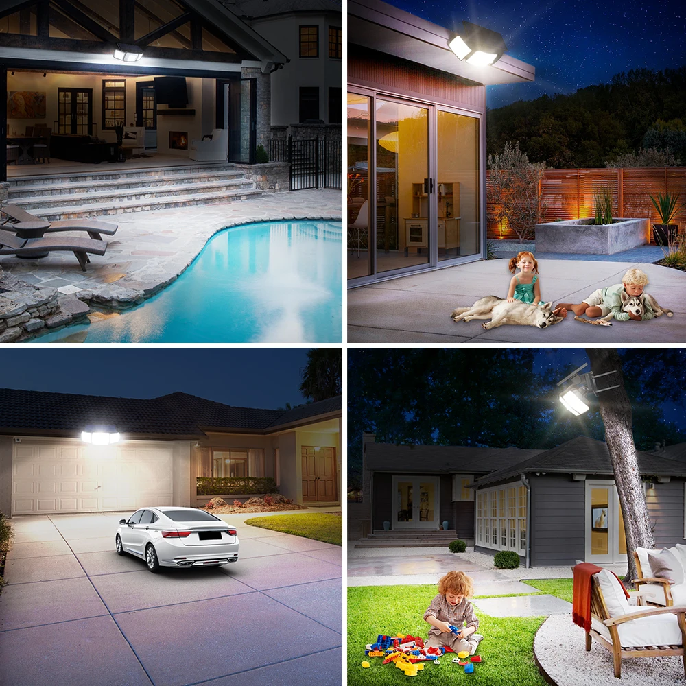 Luci solari da esterno con sensore di movimento a 3 modalità Lampada da parete super luminosa IP65 Lampione stradale impermeabile per garage da giardino