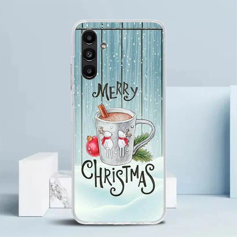 Winter Coffee Christmas Phone Case For Samsung Galaxy A15 A14 A13 A12 A55 A54 A53 A52 A35 A34 A33 A32 A25 A24 A23 A22 A04S A03S