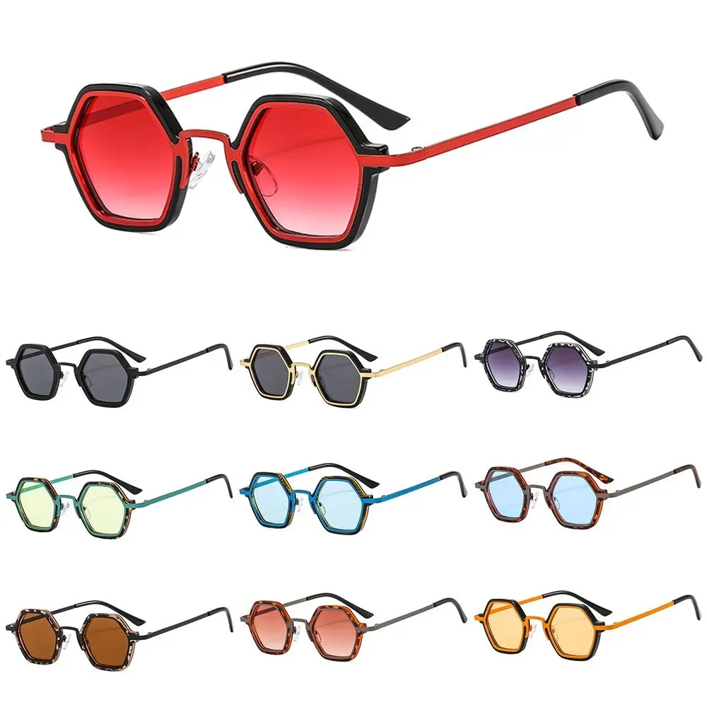 Vintage Hip Hop Small Polygonal Sunglasses Unisex Y2K Punk Shades UV400 Protection Metal Frame Sun Glasses for Women & Men