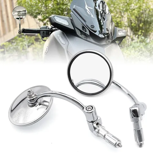 Espejos retrovisores laterales para motocicleta, universales, de aluminio cromado, 7/8 "", 22mm, para manillar, todoterreno, Cafe Racer, Scooter, bicicleta todoterreno