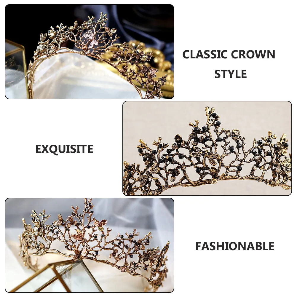 

1pc Vintage Party Accessories Vintage Delicate Delicate Crown Wedding Hair Accessories Design Gold Bridal Crown Color Adult Size