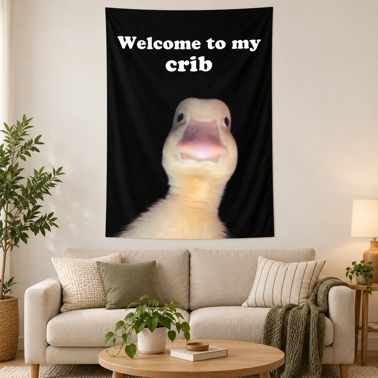 Welcome to My Crib Funny Flag Tapestry, Wall Hanging Art Decor for Teen Bedroom College Dorm, Party Backdrop & Gift