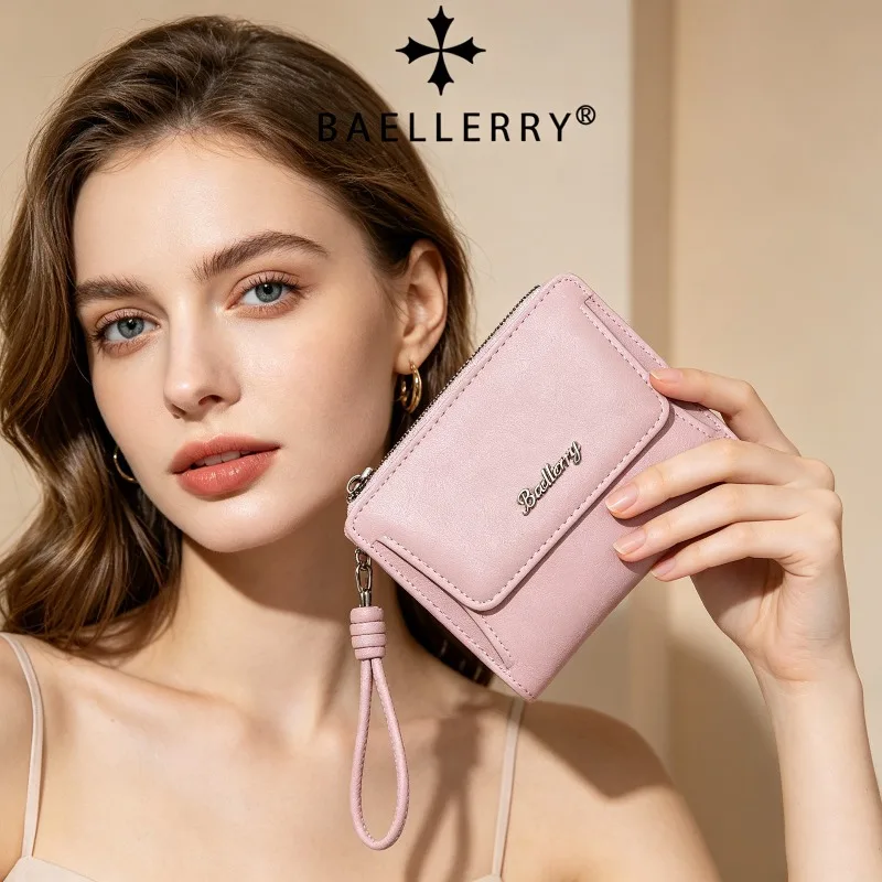 Baellery Leder-Geldbörsen für Damen, schlicht, kurz, Kartenetuis, Fotohalter, Damen-Geldbörsen, Reißverschluss, Münzfach, Geldbörse, Geschenke für Mädchen