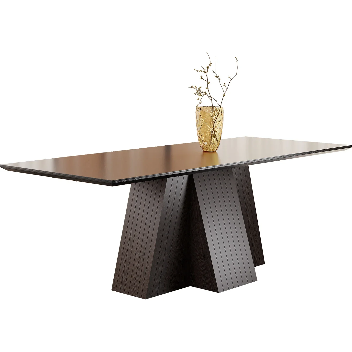 French medieval black rock slab dining table and chair combination household solid wood high-end small apartment rectangular