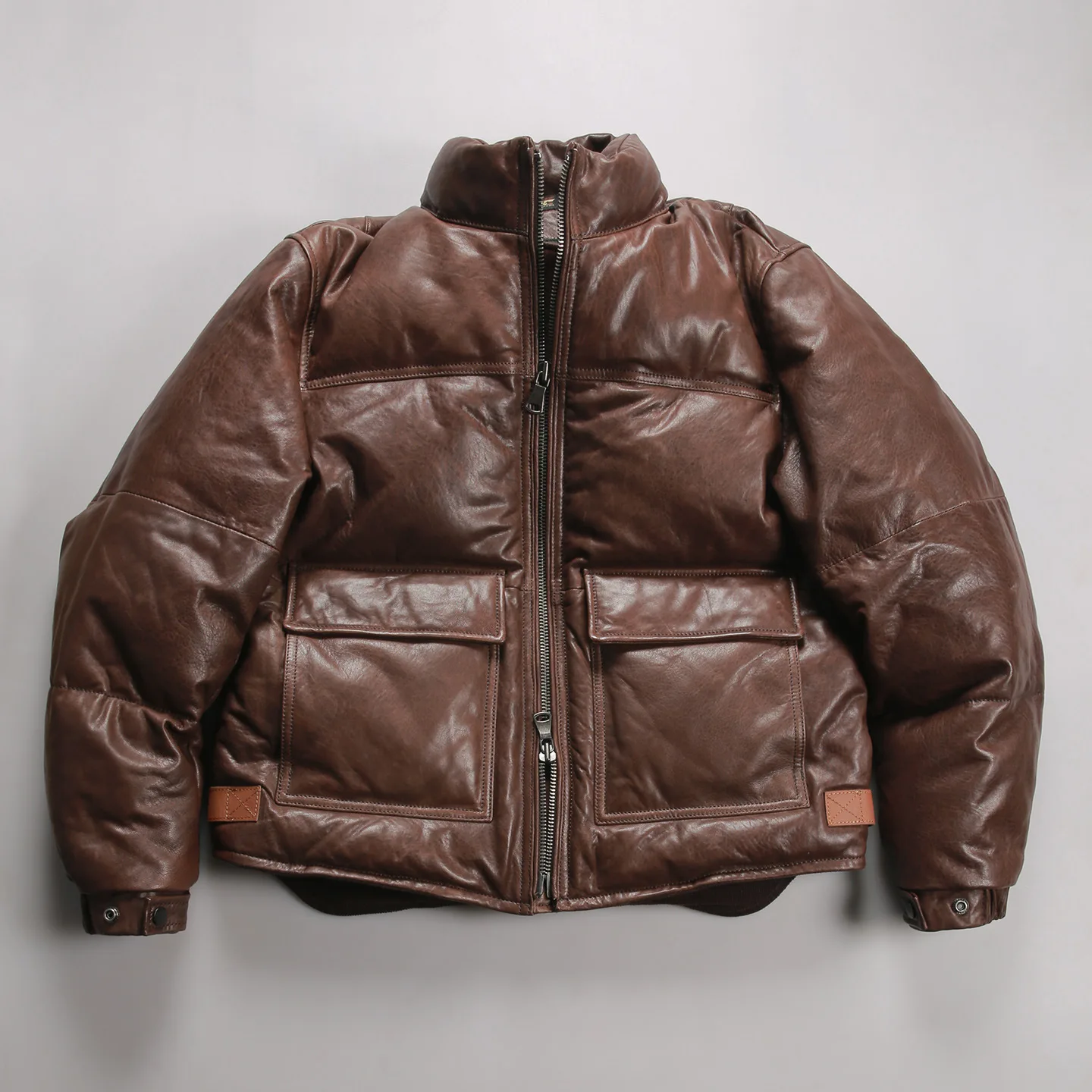 

Зимний новый винтажный коричневый теплый мужской пуховик больших размеров, высококачественные пальто из натуральной кожи