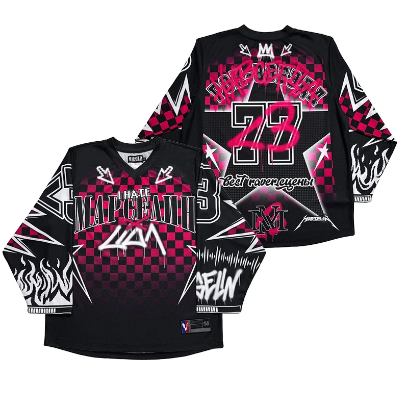 Y2k марселин Jersey Long Sleeves T-shirt Harajuku Vintage Streetwear Casual Baseball Jersey Casual Top Oversized Women Clothing