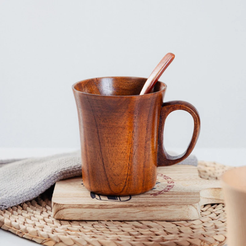 280ml Wooden Coffee Mug Vintage Beer Mug Coffee Milk Water Cups Japanese Style Wood Cup for Tea Home Office Mug Drinkware Gift