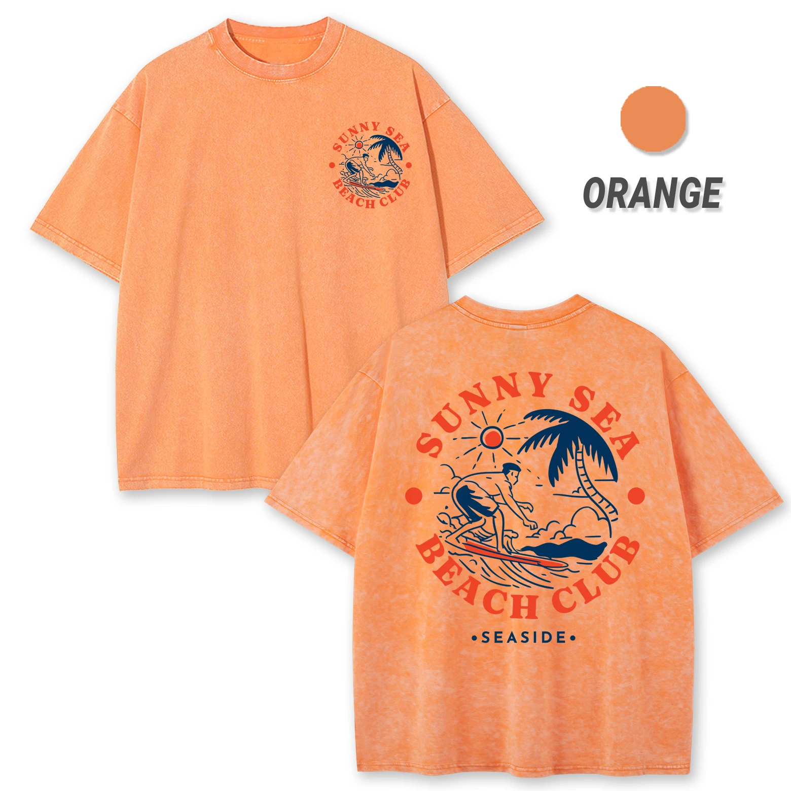 

Мужская стираная футболка с принтом Sunny Sea Beach Club Surf, повседневные свободные футболки, летняя хлопковая уличная одежда, мягкая дышащая футболка с коротким рукавом