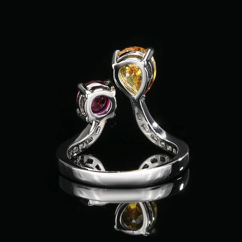 Jewelry Jewelry Ring Inlaid with Colorful Zircon High-end Light Luxury Niche Versatile Women's Open Ring