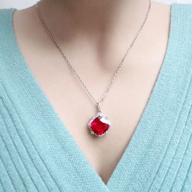 necklace for women diamond pendant Ruby jewelry necklace platinum clavicle chain jewelry