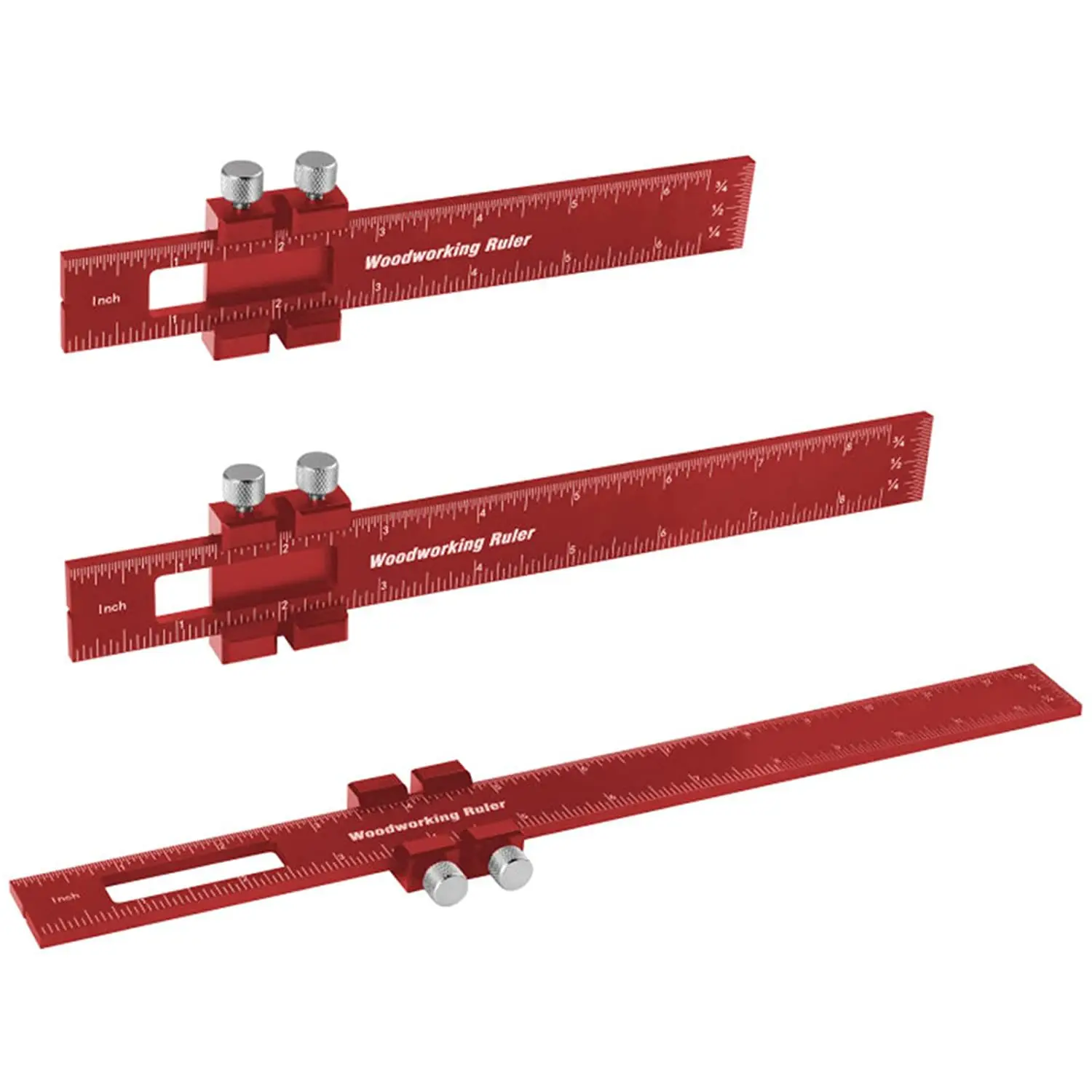 3pcs Aluminum Alloy Markinig Ruler Metric Inch Precision Pocket Ruler Woodworking Positioning Scribing Gauge Carpenter Tool