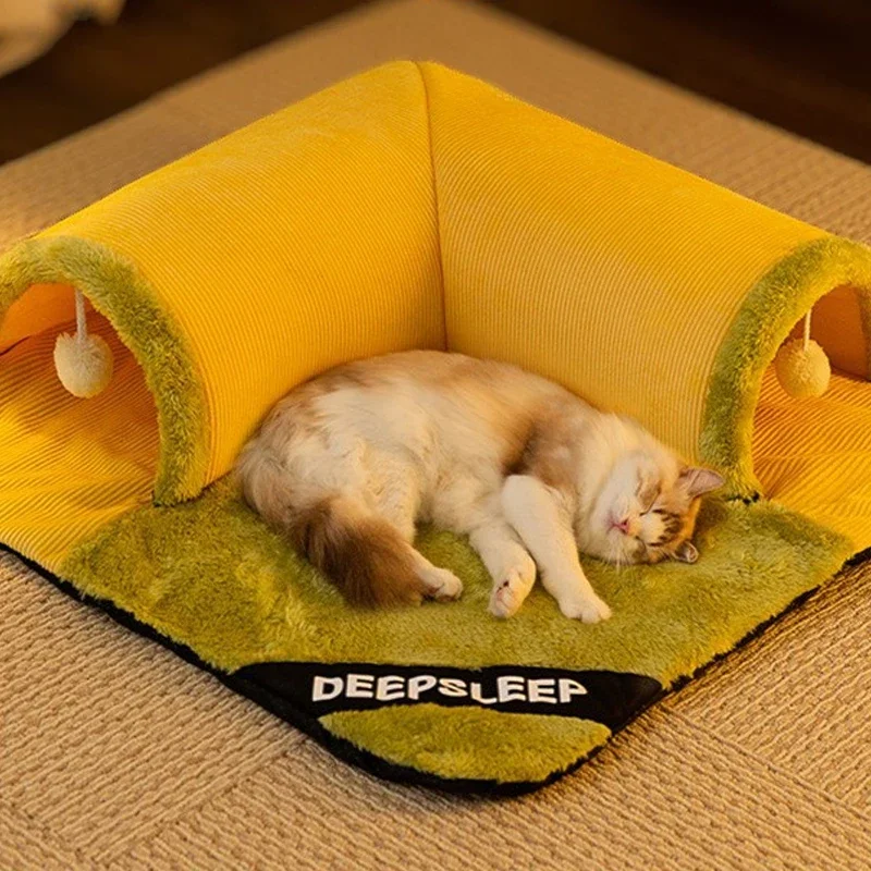 Cat Tunnel Toy Bed Plush Pet Pad Detachable and Washable Cat Pet Sleeping Mat Play Activity Carpet Cat House Pet Supplies