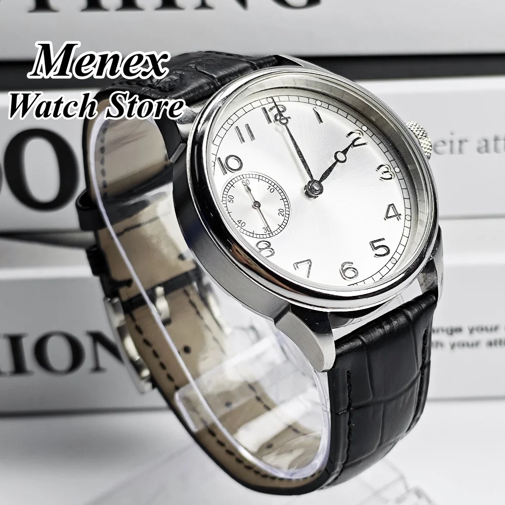 ST3600 Watch 42mm Hand-wound Mechanical Watch Silver Men's Hand-Wound Custom Leather Watch Strap Waterproof Watch