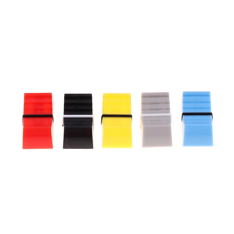 10PCS Fader Knob Cap Touch Sensitive Slider Ribbed Mixer Desk Switch Knob Cap Plastic Red Yellow Blue Gray Black