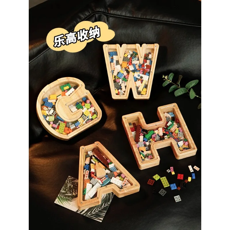 small particle building block storage box, excess parts display stand, assembled toy creative desktop letter ornament