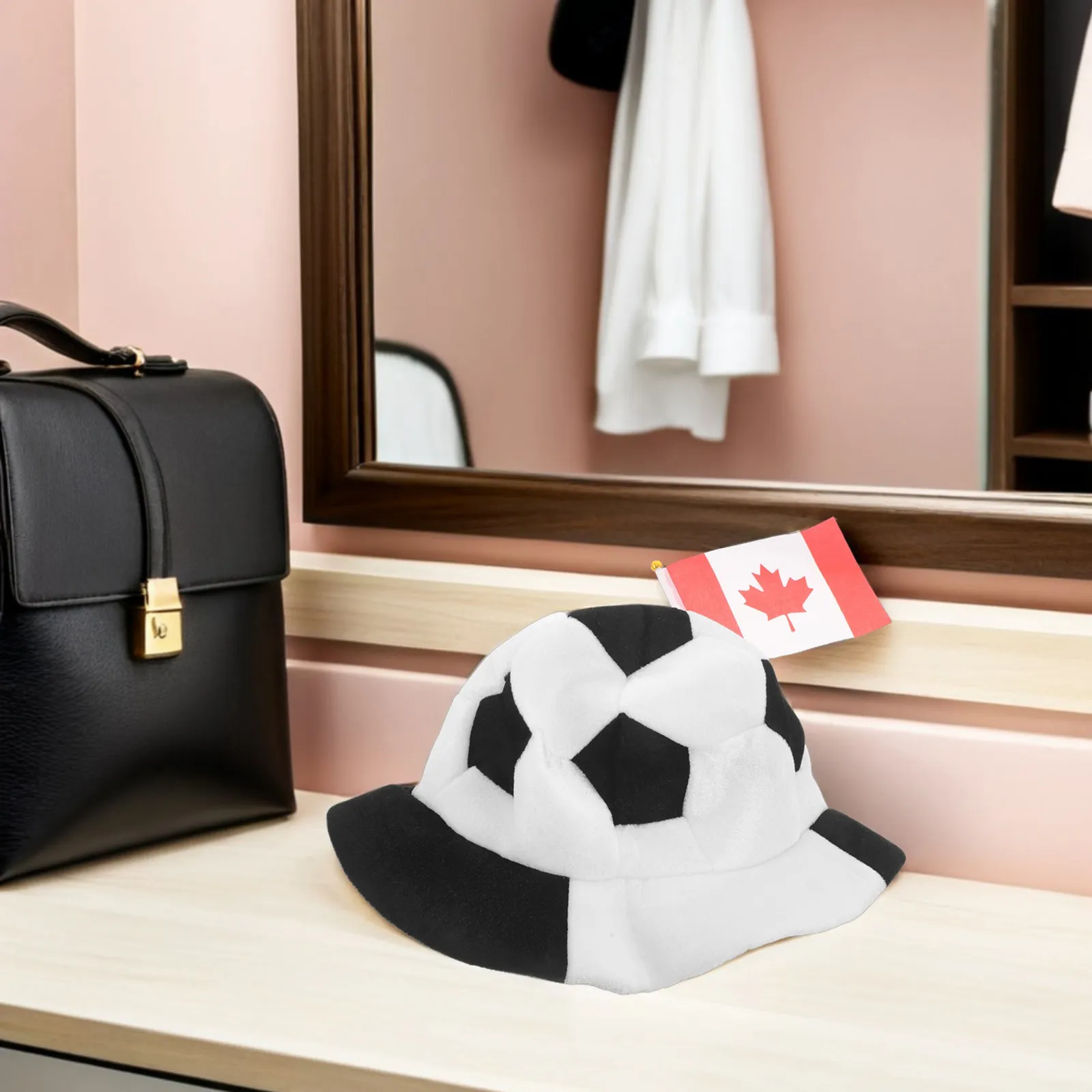 Soccer Ball Hat Canada Flag Football Funny Hat Sports Fan Costume Headwear for Carnival Game Day Football Birthday Party