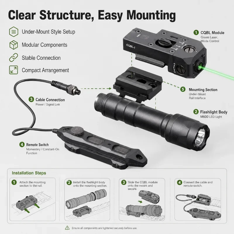 CQBL-1 Hobby Locating Laser Rechargeable Type-C Port Wired Control Switch Standard 20mm Rail Mount Parts
