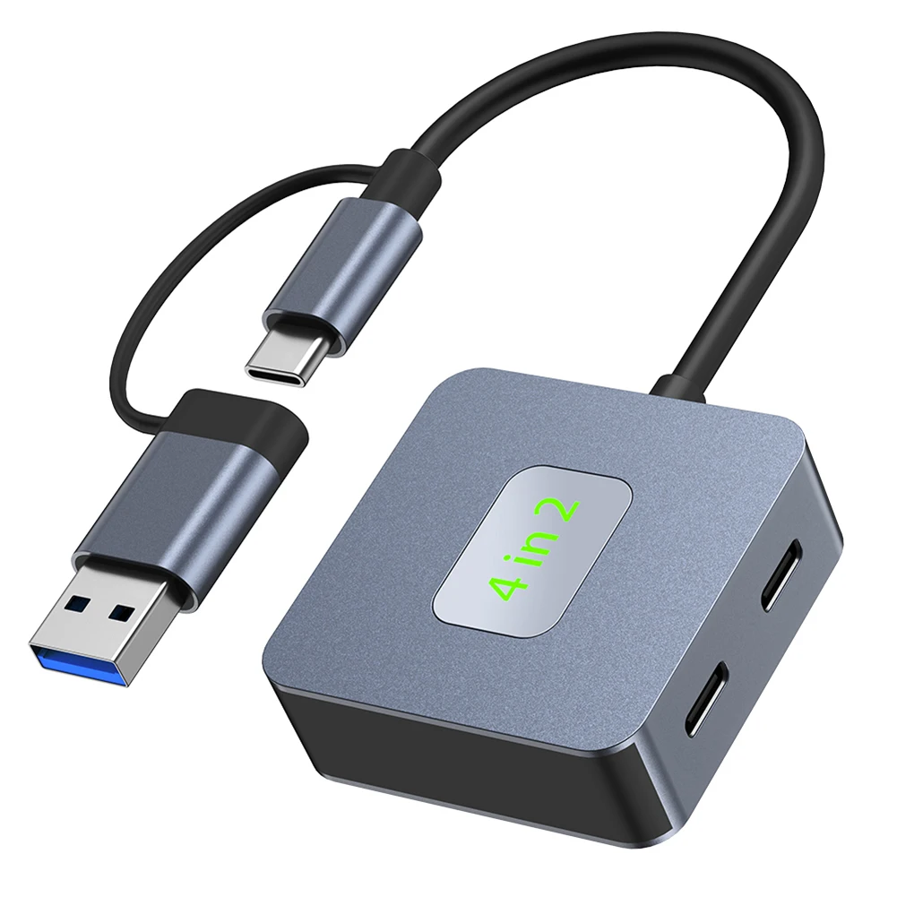 

USB 3.2 Hub 4 in 1 USB C Hub USB Type C Multiport Adapter 2*USB3.2+2*USB-C3.2 USB Adapter Type C HUB for Computer Accessories