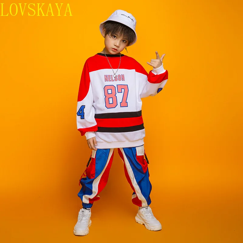 Ropa de hip-hop para niños, ropa deportiva suelta, pantalones para correr, Ropa de baile de jazz para niñas y niños, ropa de calle popular