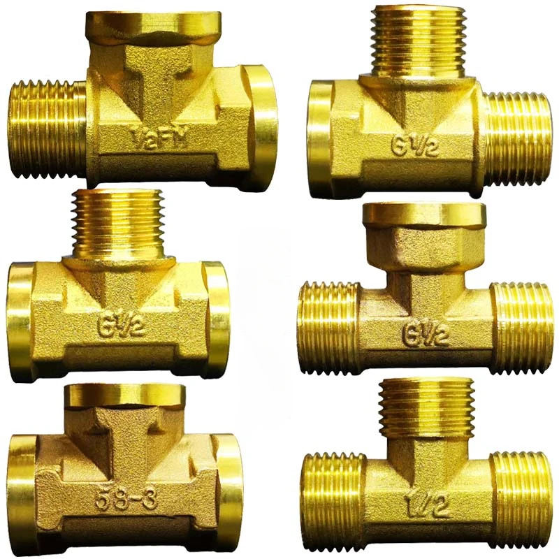 

Various Types DN15 1/2" BSPP Male Female Tee 3 Ways Brass Pipe Fitting Connector Splitter Block Home Garden