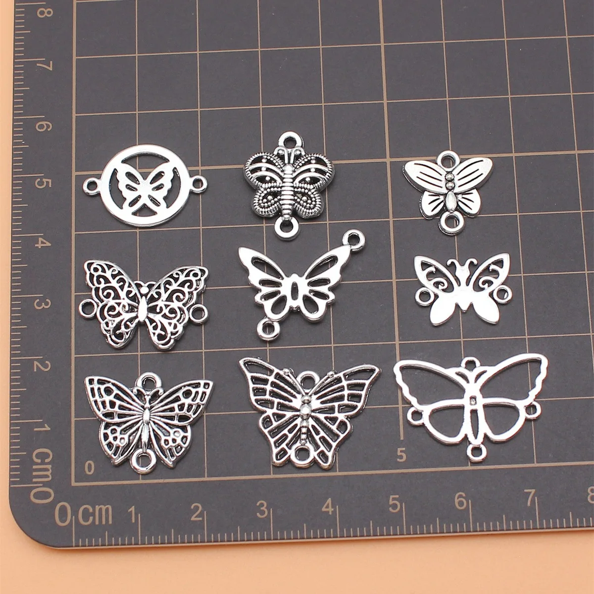 9pcs Antique Silver Color Butterfly Connector Charms Collection For DIY Jewelry Making, 9 Styles, 1 of Each