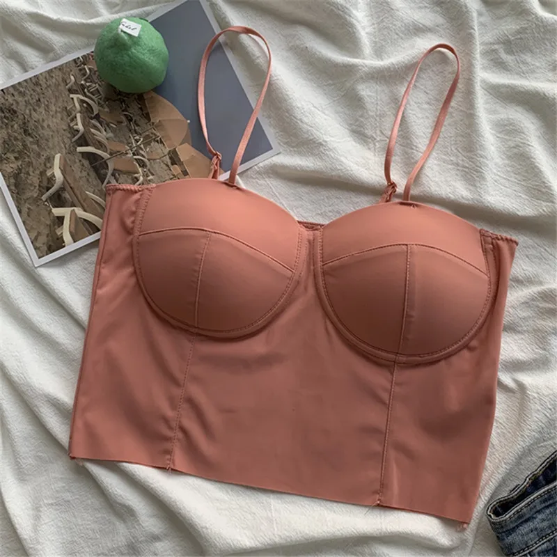 Mode Nieuwe Zomer Herfst Slanke Backless Camis Vrouwen Ijs Zijde Mouwloze Tank Vrouwelijke Sexy Strapless Dieptepunt Vest Korte Tops