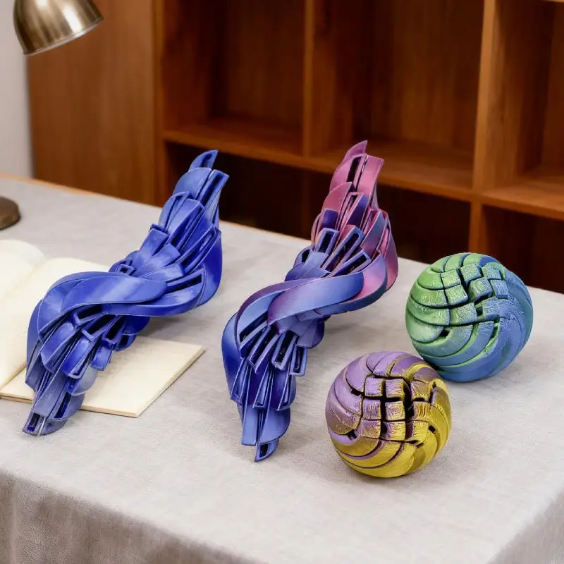 1Pcs 3D Printed Twistsphere  Props Gear Liquid Flow Ball With Rotating Design Anxiety Relief Toys Slime Ball  Toy