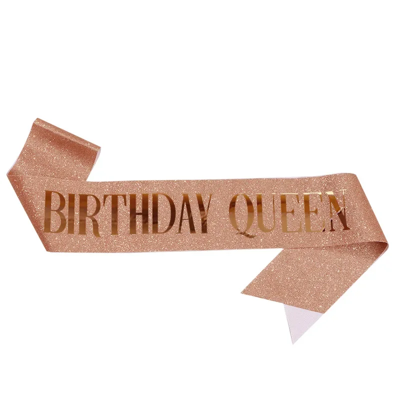 Birthday Queen Sash for Girl Women 20th 30th 40th 50th 60th Happy Birthday Party Decoration Supplies Glitter Satin Birthday Sash