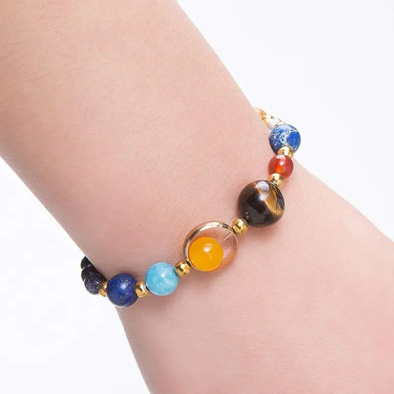 النساء الفتيات النظام الشمسي سوار الكون غالاكسي ثمانية الكواكب الجارديان ستار الحجر الطبيعي الخرز سوار الإسورة للرجال ، 2