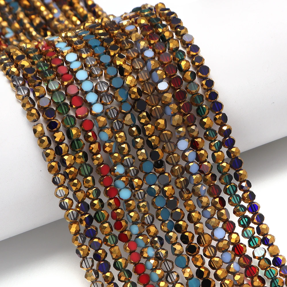 4x3mm Golden Edge Faceted Crystal Beads Glass Loose Spacer Beads For Jewelry Making DIY Handmade Necklace Bracelet Accessories
