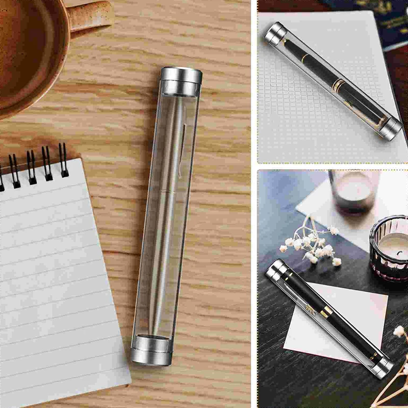 1 Piece Clear Round Cylinder Pen Box Transparent Packing Tube Pen Cases