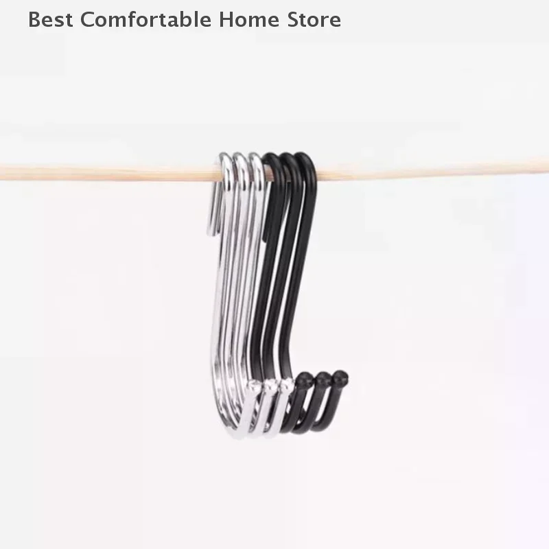 10PCS Multifunctional S-Hooks Stainless Steel Kitchen Bathroom Hanging Rack For Plants Bags Towels Storage Space Saver