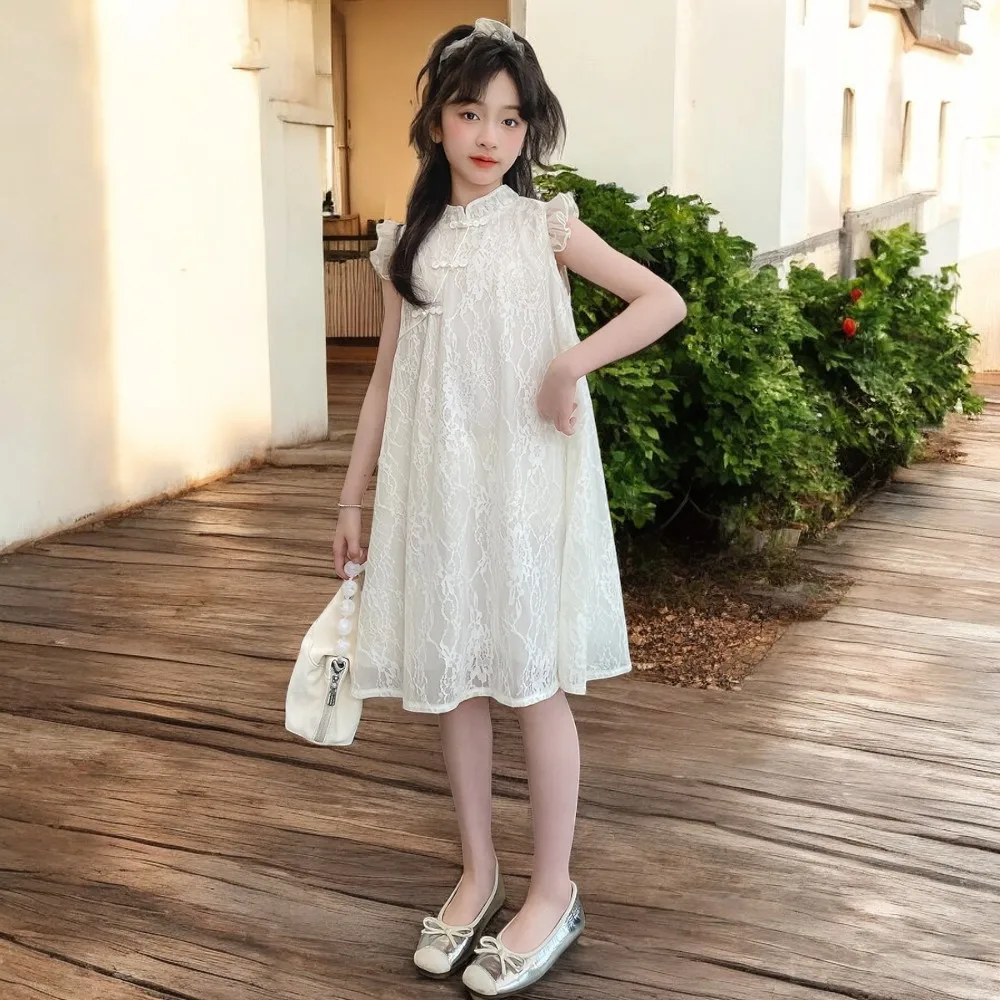 Kids Floral Lace Dresses for Girls Party Costumes Teenagers Clothes Princess Summer Sleeveless Children Outfits 4 6 8 9 12 Years