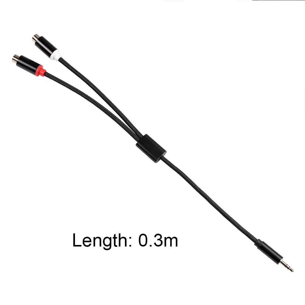 3.5mm Male to 2RCA Female Jack Stereo AUX Audio Cable Y Adapter Splitter 0.3 Meters for iPhone MP3 Tablet Computer Speaker