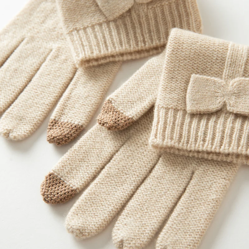 Winter High-Quality Cashmere Touch Screen Gloves Women Soft Warm Stretch Knit Mittens Full Finger Guantes Female Crochet Luvas