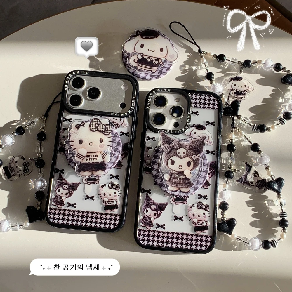 

Sanrio Kuromi Melody Hello Kitty Magnetic Holder Wireless Charge Phone Case For iPhone 17 16 15 14 13 12 11 Pro Max Hard Cover