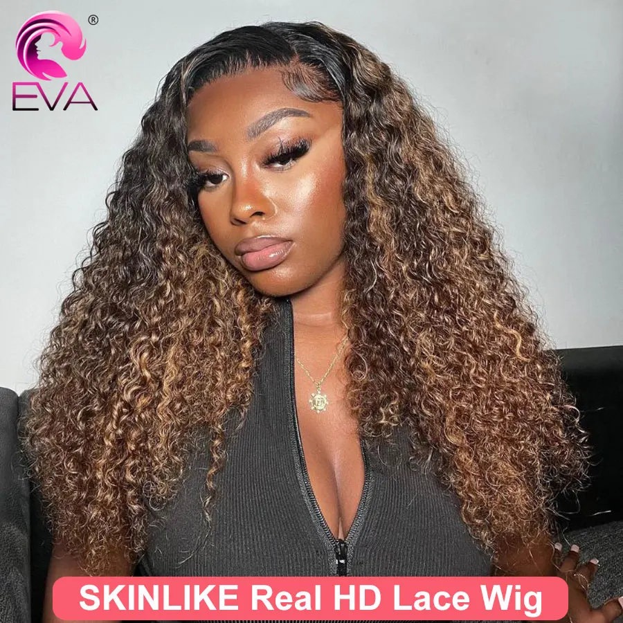 

Highlight Ombre 13x6 Skinlike Real HD Lace Frontal Wig Water Wave Glueless Wig Human Hair 250 Density HD Lace Wig Bleached Knots