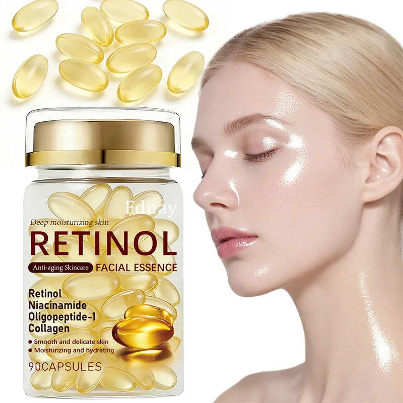 Retinol Moisturizing Essence Capsule, Containing Hydrolyzed Collagen and Nicotinamide Essence (0.5mL X 90 Capsules/Bottle)