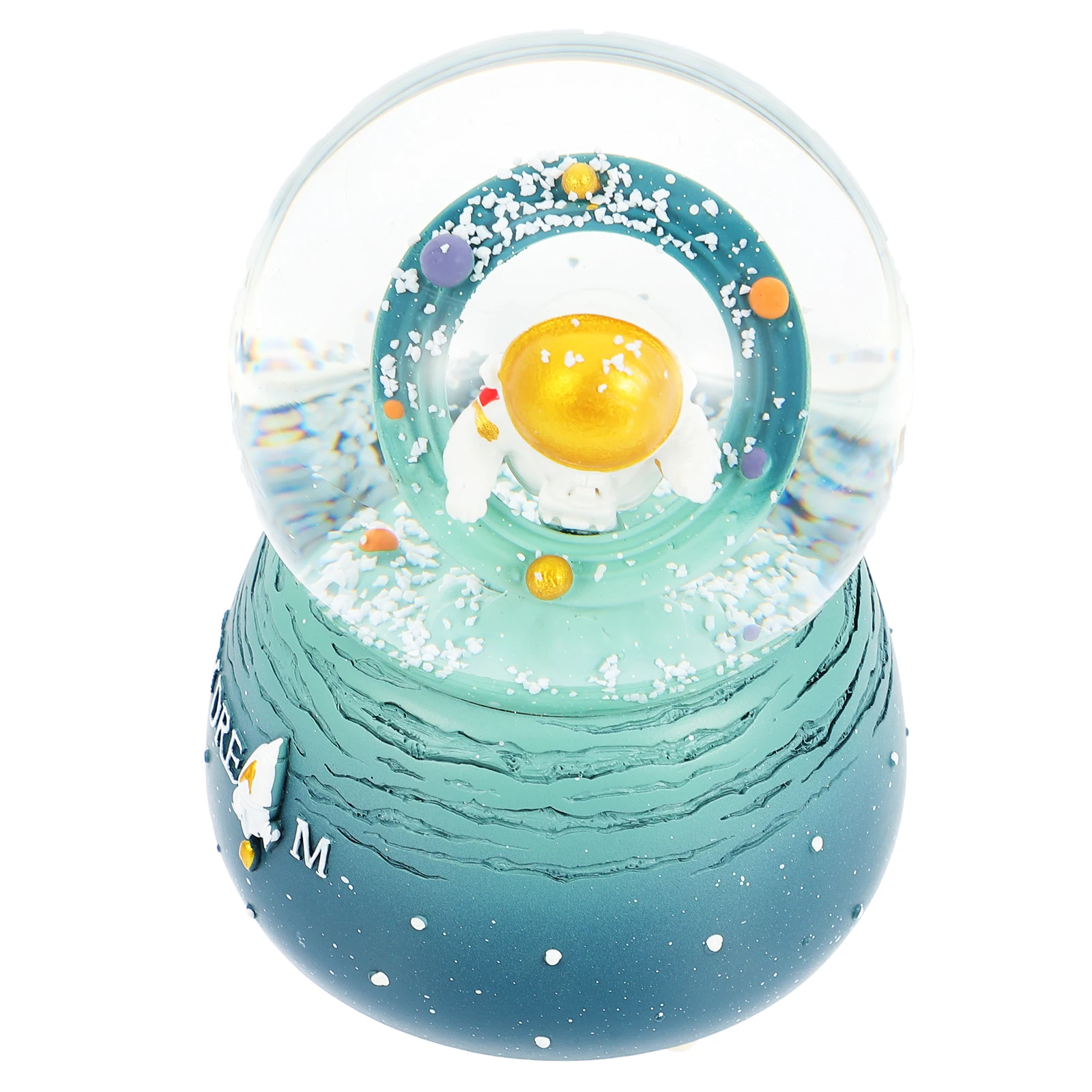 

Crystal Ball Music Box Astronaut Shape Home Bedroom Decoration Clear Glass Snowflakes Play Music Switch Dome Gift