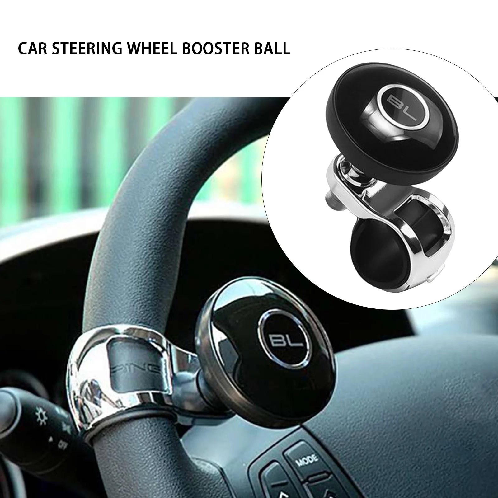 Universal Black Metal Steering Wheel Car Accessories Helper Grip Spinner Knob Turning Hand Control Booster Power Handle Ball