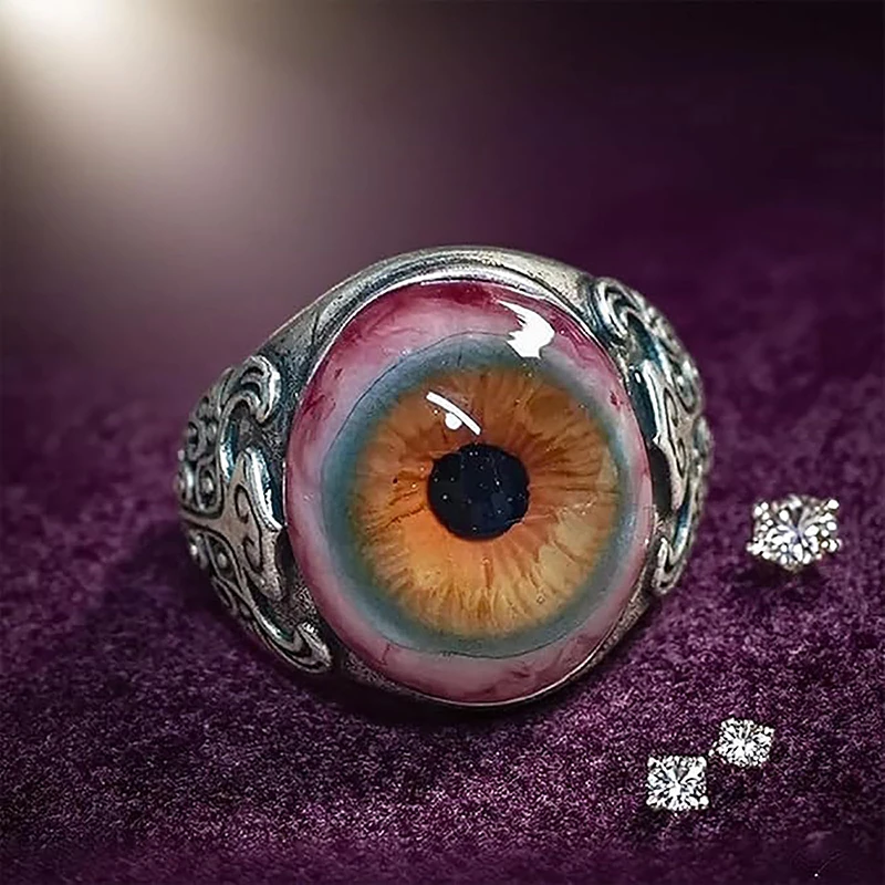 Eye Of The Veil Ring Party Rings Men Eye Of The Curtain Ring Evil Eye Ring Realistic Eyeball Design Rings Dark Lore Rings - view 4