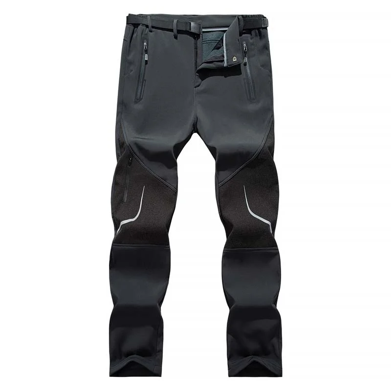 Stretch Mens Reflective Pants Winter Thick Warm Fleece Softshell Waterproof Streetwear Clothing Nylon Trousers PAM52