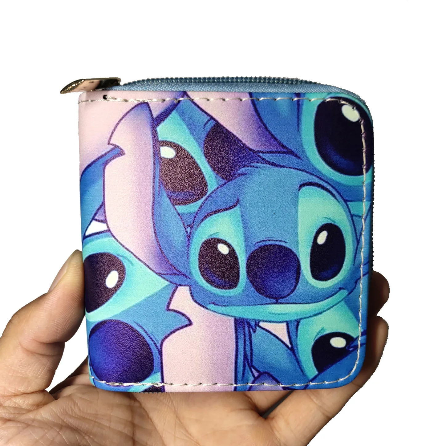 Disney-cartera de puntada de dibujos animados, monedero corto multicapa, bolso para tarjetas, Mini bolsos con cremallera, monedero para niñas, regalo de cumpleaños