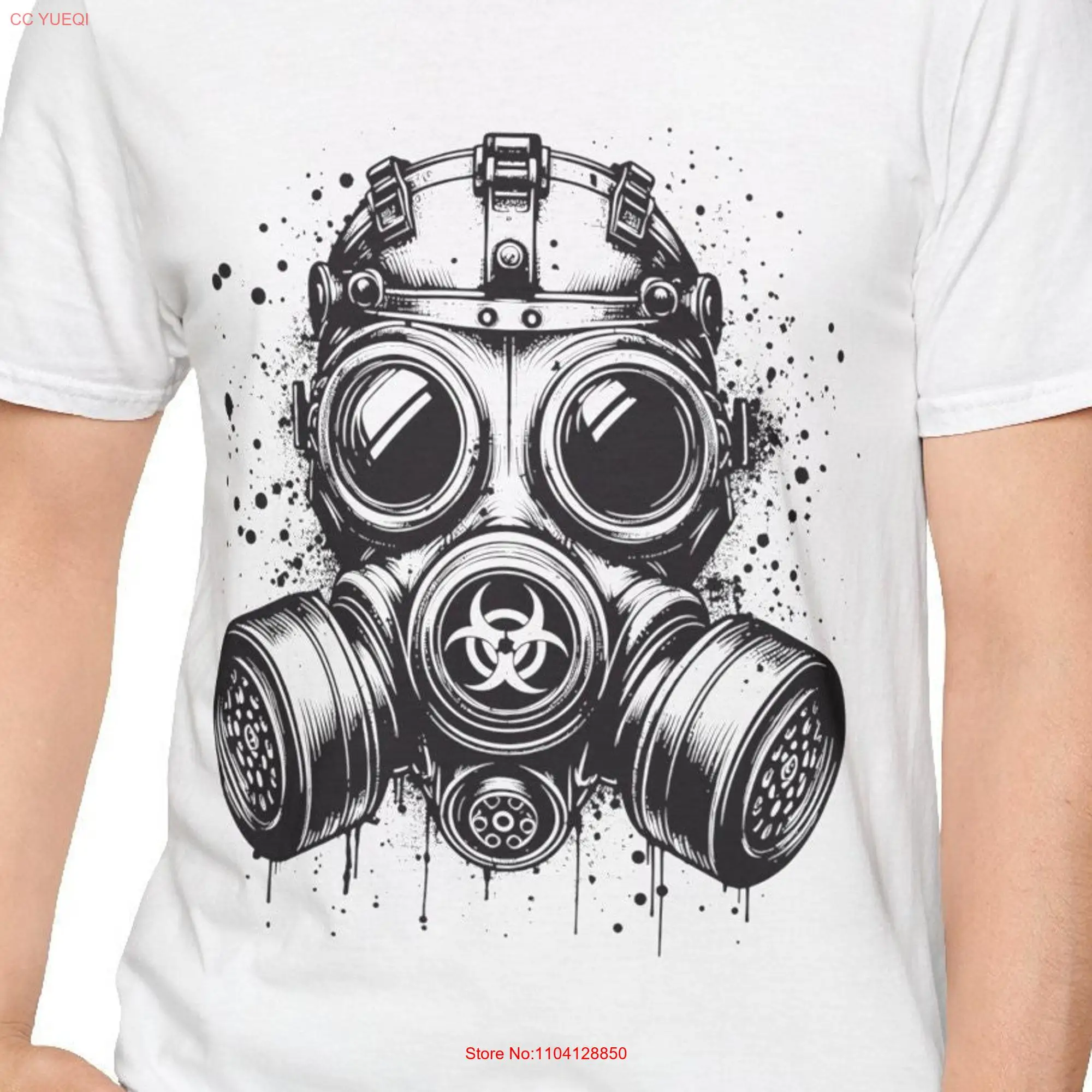 Steampunk Gas Mask Splatter T Shirt long or short sleeves