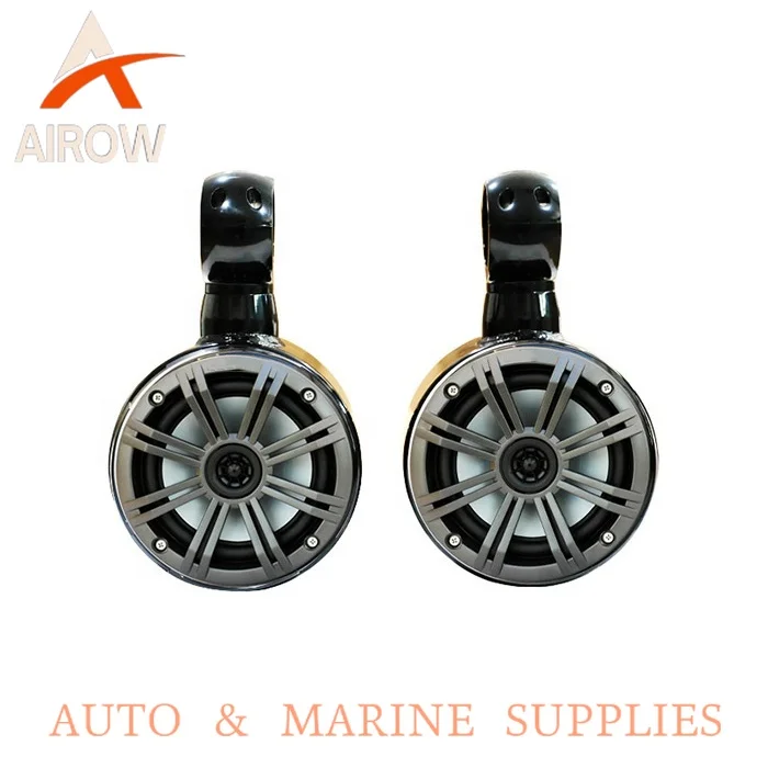 Airow auto Reborn 6 1/2in Waterproof Rotatable Boat Wakeboard Tower Speaker Black Coated Marine Speakers in Pair