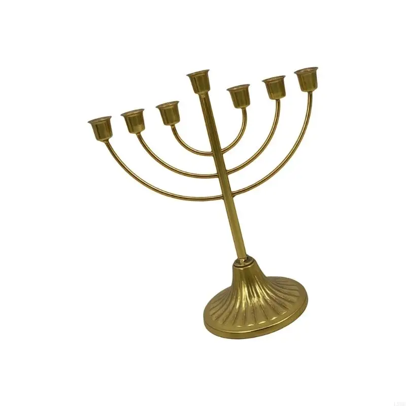 L9BE Jewish Hanukkah Stand Festives Celebration Holders Metal Menorah