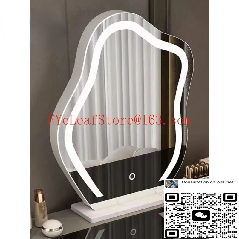 Internet famous Duojing desktop makeup and dressing rechargeable smart mirror, light luxury LED high-end mirror