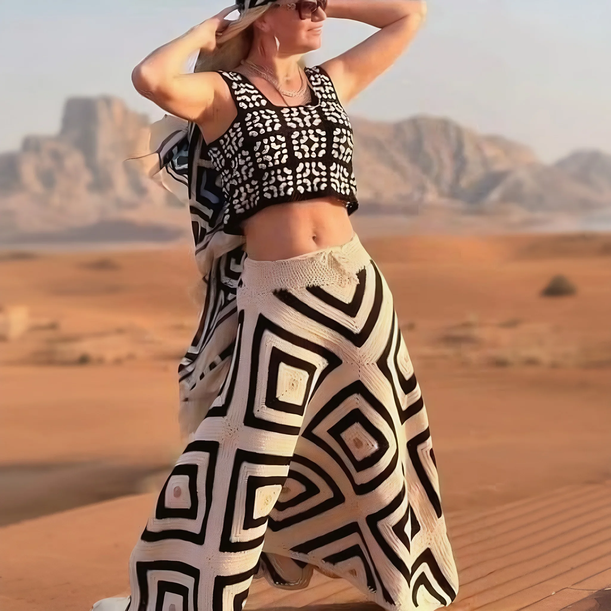 Boho Beach Handmade Granny Squre Crochet Women Skirts Ethnic Diamond pattern A-line Knitted Drawstring Waist Ladies Skirt Falde
