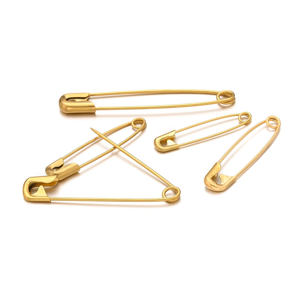 Long Paper Clip Pins para DIY Fazer Jóias, Aço Inoxidável, Cor do Ouro, Acessórios de Segurança, Descobertas Suprimentos, Atacado, 20 Pcs, 50Pcs